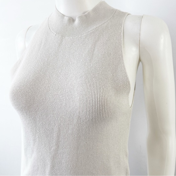 FRAME Women's Off White Rib Knit Sleeveless Tank Top Size L Silk Blend - Picture 3 of 7